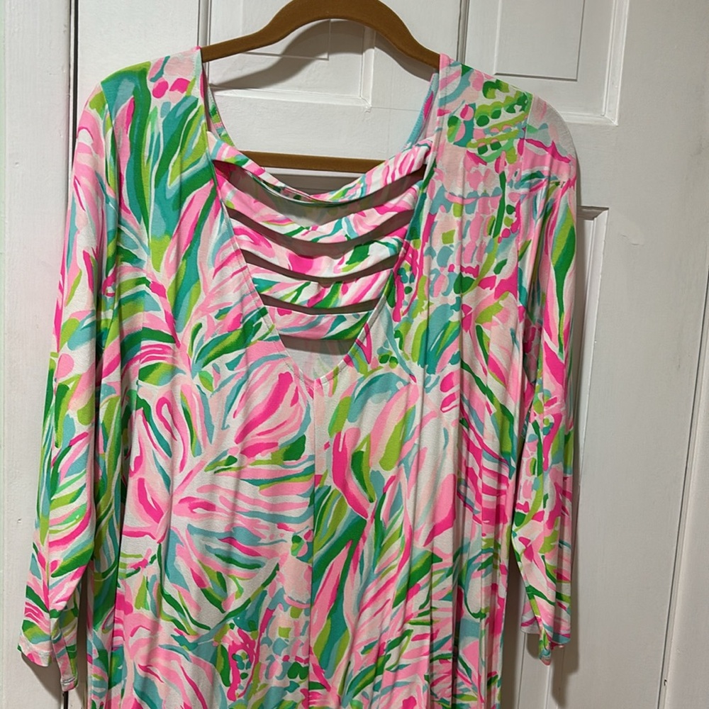 Lilly Pulitzer Tropical Pink and Green Ophelia Dress - Picture 3 of 11